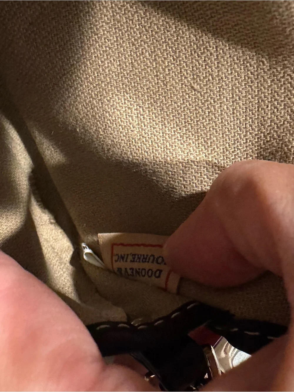 Dooney & Bourke Gray Denim Signature Canvas & Black Leather Wristlet